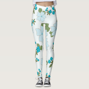 Leggings Flores Azules, Patrón Floral, Patrón De Flores