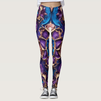 Leggings "Flores azules reales: Leggi de impresión floral d