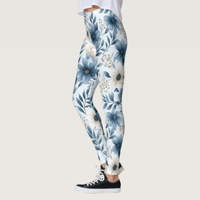 Leggings Flores azules y beiges (Izquierda)