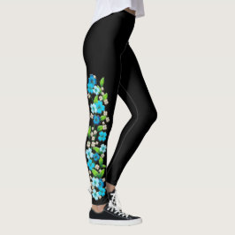 Leggings Flores azules y blancas en las polainas de la vid