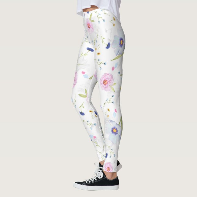 Leggings Flores Azules Y Rosa Pálidas (Izquierda)