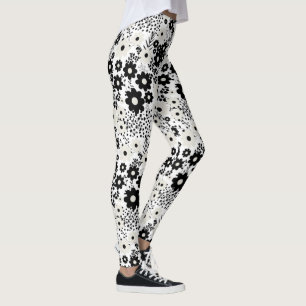 Leggings Flores beige y negra