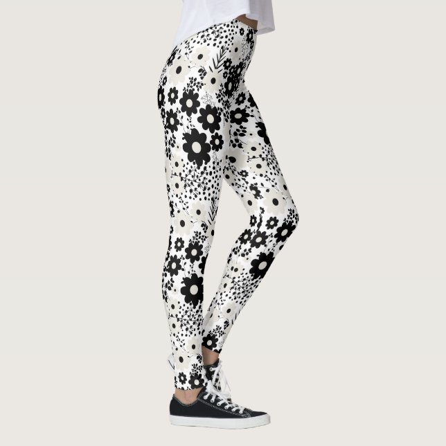 Leggings Flores beige y negra (Derecha)
