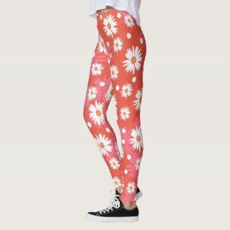 Leggings Flores blancas - campo naranja