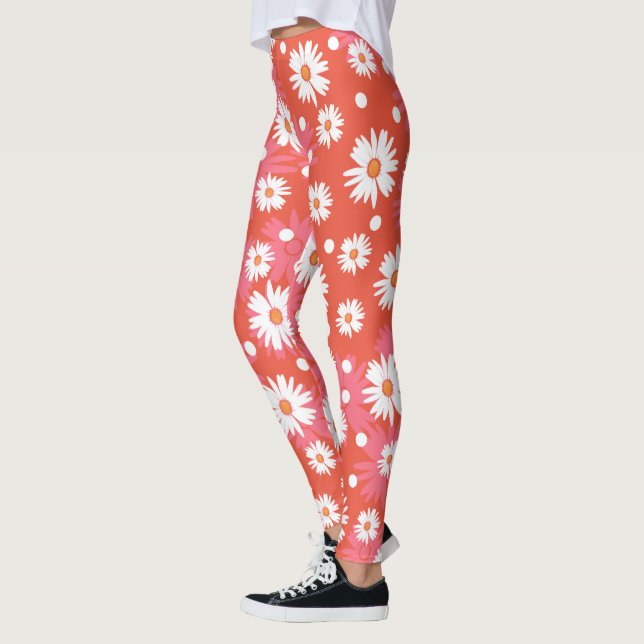 Leggings Flores blancas - campo naranja (Izquierda)