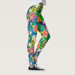 Leggings Flores blancas de colores del patrón floral tropic<br><div class="desc">Disfrute de este estilo con estas leggings súper divertidas que presentan un llamativo patrón floral tropical resaltado por flores rosas y naranjas y helechos verdes. Perfecto para pasar la noche, hacer ejercicio en el gimnasio o disfrutar de unas vacaciones en la playa tropical.</div>