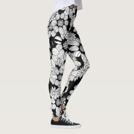 Leggings Flores blancas en un fondo negro