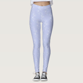 Leggings Flores Blancas Fondo Azul
