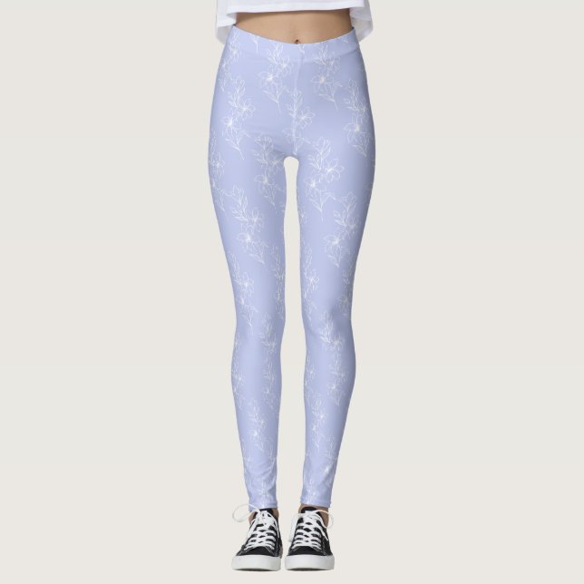 Leggings Flores Blancas Fondo Azul (Anverso)