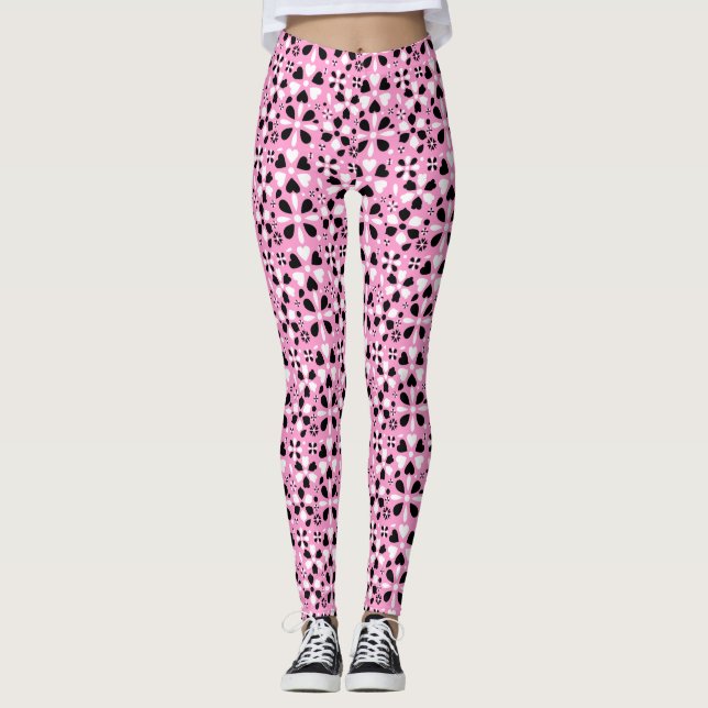 Leggings Flores blancas negras y ricas (Anverso)