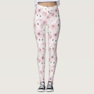 Leggings Flores blancas rosadas