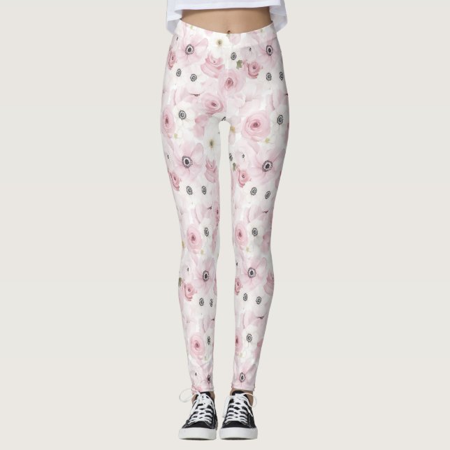 Leggings Flores blancas rosadas (Anverso)