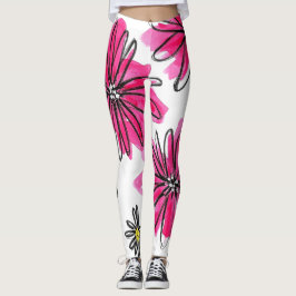 Leggings Flores blancas y rosas singulares