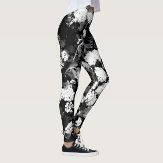 Leggings Flores - blancos y negros