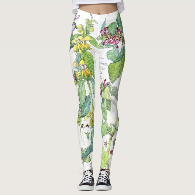 Leggings Flores botánicas de la ortiga por todo las (Anverso)
