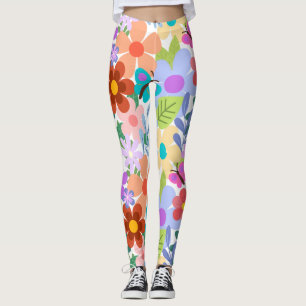Leggings Flores Brillantes Coloridas Mariposas
