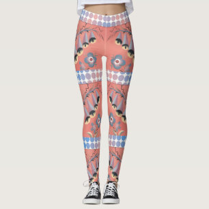 Leggings Flores, campanas y peonías en un fondo rosado
