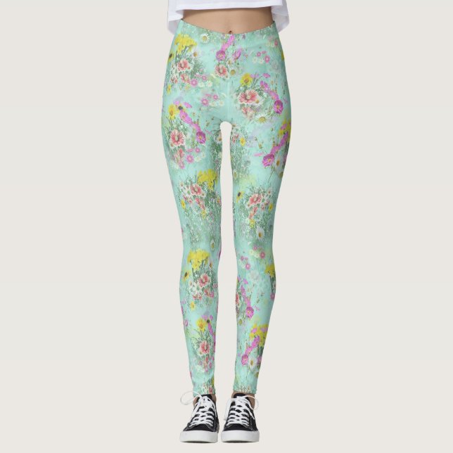 Leggings Flores clásicas Retro Meadow (Anverso)