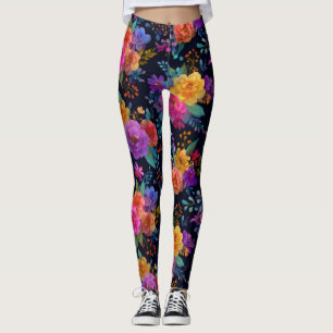Leggings Flores coloridas y elegantes sobre la flor de esti