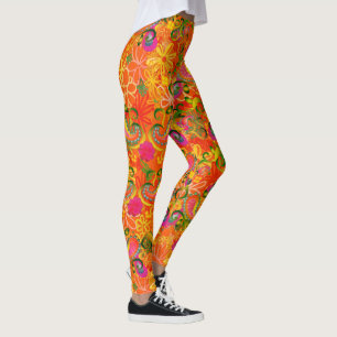 Leggings Flores coloridas y paisajistas naranjas