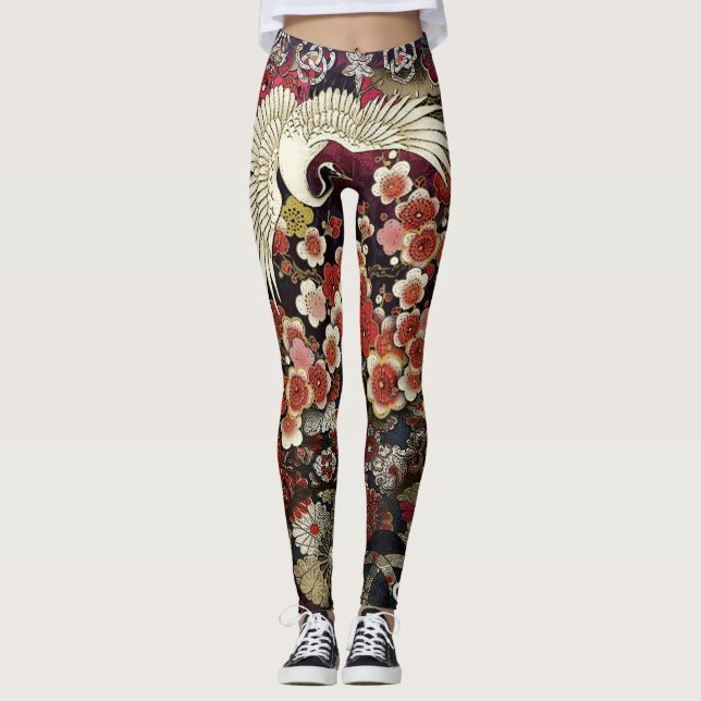 Leggings Flores con cresta de la grúa (Anverso)