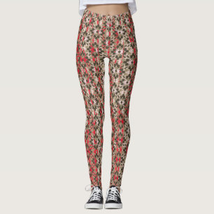 Leggings Flores con motivos grises, rojos y negros