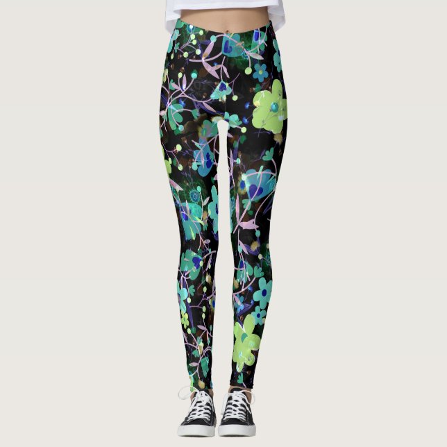 Leggings Flores cortas - acuarela (Anverso)