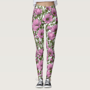 Leggings Flores Cosmos rosadas