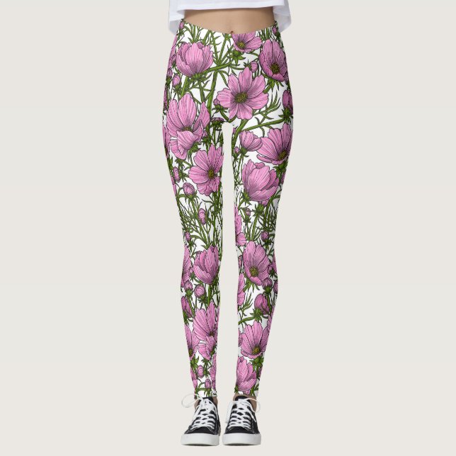 Leggings Flores Cosmos rosadas (Anverso)