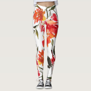 Leggings Flores de acuarela, patrón continuo dibujado a man