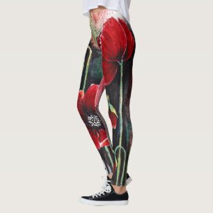 Leggings Flores De Adormidera En Las Piernas Acuáticas