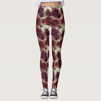 Leggings Flores de Anémona Materna Acento de Anémonas