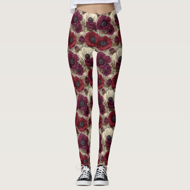 Leggings Flores de Anémona Materna Acento de Anémonas (Anverso)