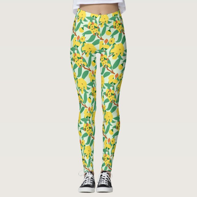 Leggings Flores de árbol de goma amarillo (Anverso)