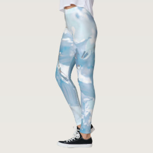 Leggings Flores de árbol de jacarandá azul pastel suave