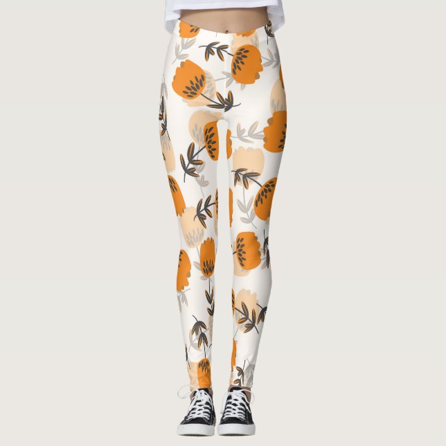 Leggings Flores de arte folclórico estilo escandinavo (Anverso)