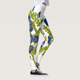 Leggings flores de arveja de mariposa azul