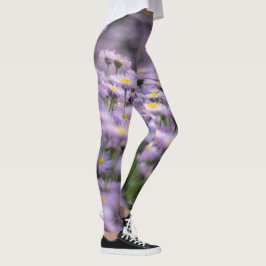 Leggings Flores de Aster Púrpura