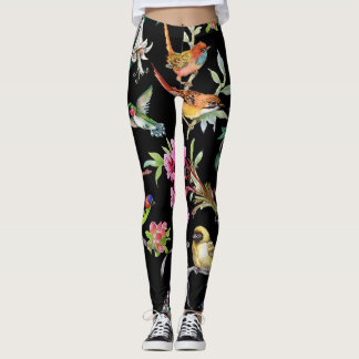 Leggings Flores de aves tropicales: Patrón acuarela