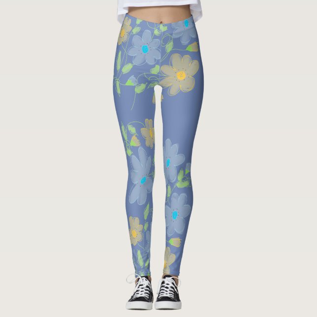 Leggings Flores de azul (Anverso)