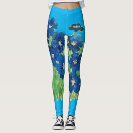 Leggings flores de bandera azul