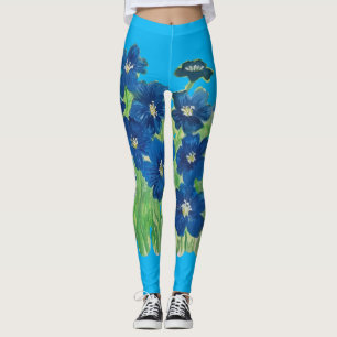 Leggings flores de bandera azul