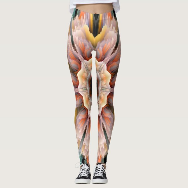 Leggings Flores de brillo abstracto (Anverso)