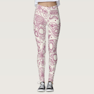 Leggings Flores De Calavera: Día Mexicano Sin Maravillas.