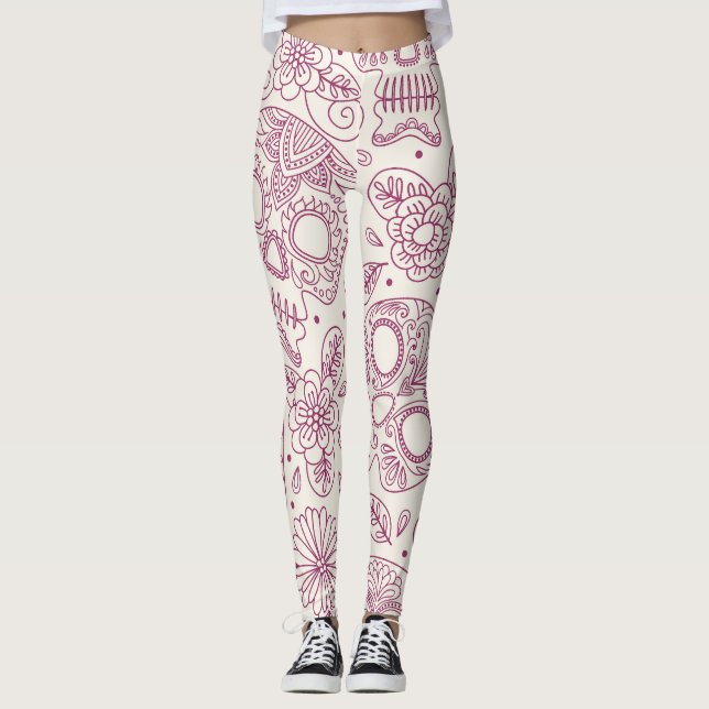 Leggings Flores De Calavera: Día Mexicano Sin Maravillas. (Anverso)