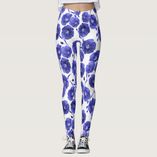 Leggings Flores de campo acuarelas: papel de fondo botánico