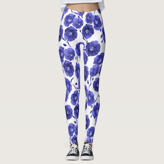 Leggings Flores de campo acuarelas: papel de fondo botánico (Anverso)