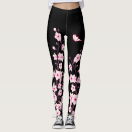 Leggings Flores de cerezo | Flora rosa negra