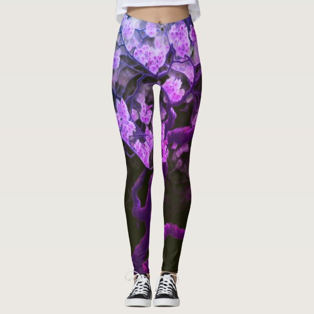 Leggings Flores de Cerezo Japonesas Pareja de Modernas Pers (Anverso)