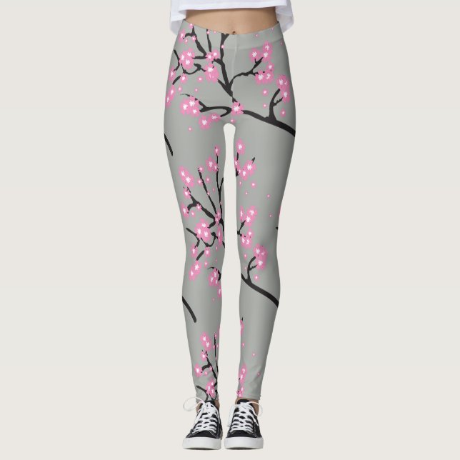 Leggings Flores de cerezo rosa en las ramas (Anverso)